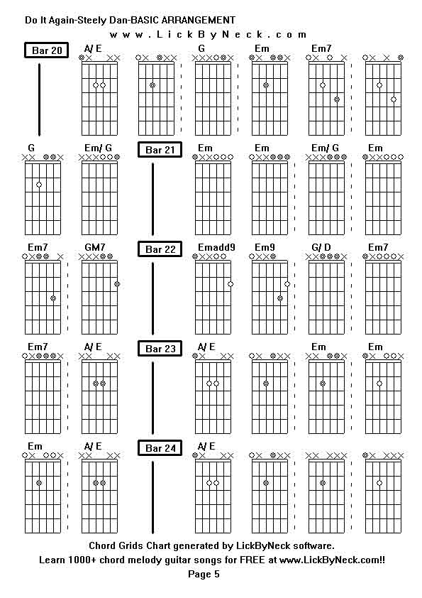 Chord Grids Chart of chord melody fingerstyle guitar song-Do It Again-Steely Dan-BASIC ARRANGEMENT,generated by LickByNeck software.